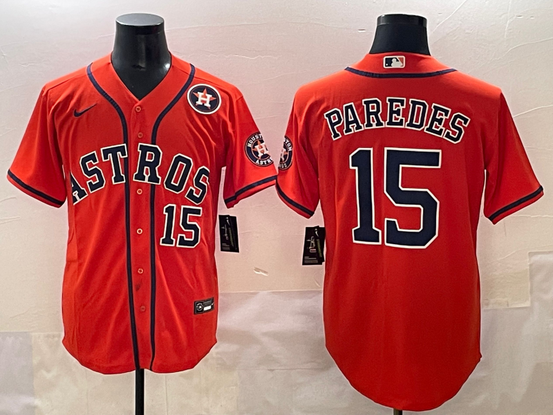 Men Houston Astros #15 Paredes Orange 2025 MLB nike jersey style 8->houston astros->MLB Jersey